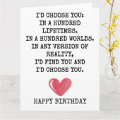 Romantic Birthday Card for Wife – I’d Choose You Kaart (Gele Bloem)