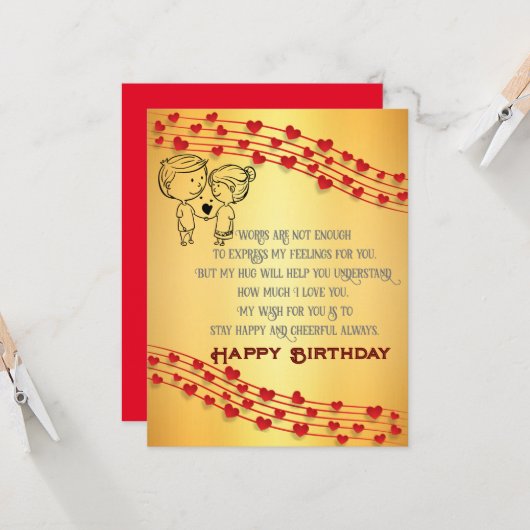 Romantic Birthday Card Kaart (Voorkant / Achterkant in situ)