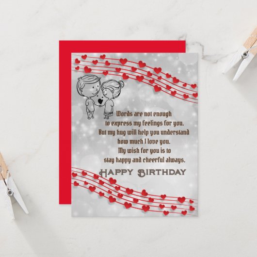 Romantic Birthday Card Kaart (Voorkant / Achterkant in situ)