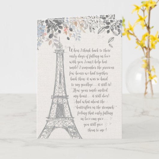 Romantic Birthday Eiffel Tower Kaart (Gele Bloem)