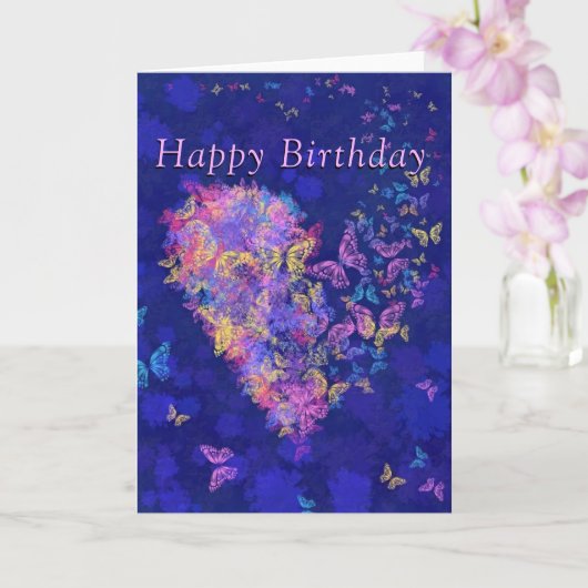 Romantic Birthday Kaart Butterfly Heart Love (Orchidee)