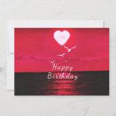 Romantic Birthday Kaart Red Zee Sunset Love Heart (Voorkant)