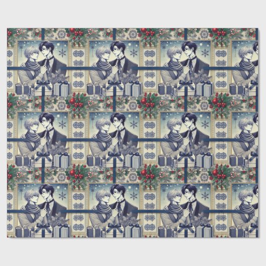 Romantic BL Manga Christmas Wrapping Paper Cadeaupapier (Vlak)
