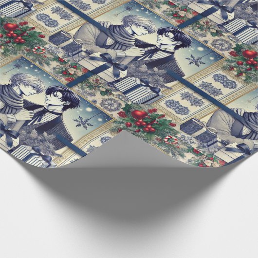 Romantic BL Manga Christmas Wrapping Paper Cadeaupapier (Hoek)