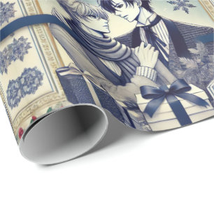 Romantic BL Manga Christmas Wrapping Paper Cadeaupapier