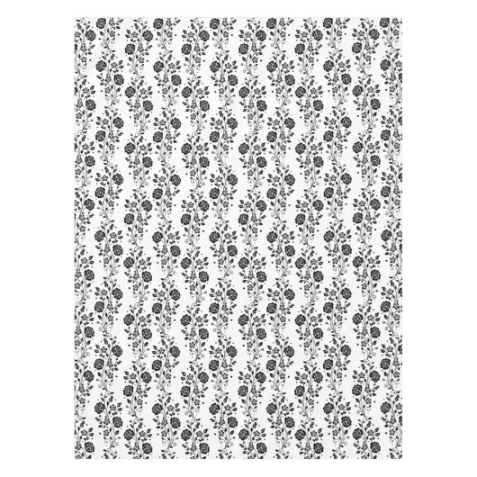 Romantic Black and White Floral Pattern Tafelkleed (Voorkant)