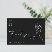 Romantic Black and White Lovely Modern Wedding Bedankkaart (Staand voorkant)