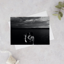 Romantic Black and White Photo Wedding Bedankkaart