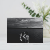 Romantic Black and White Photo Wedding Bedankkaart (Staand voorkant)