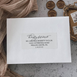 Romantic Black Calligraphy Guest Adresetiketten Sticker