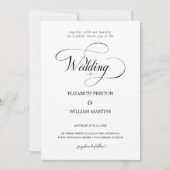 Romantic Black Calligraphy Script Minimal Wedding Kaart (Voorkant)