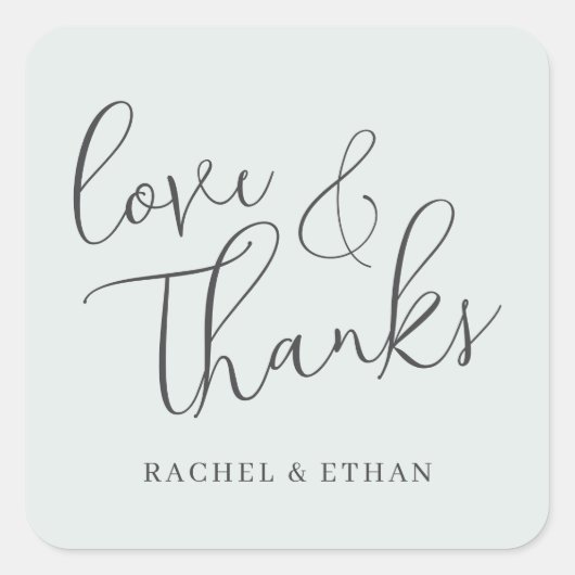 Romantic Black Cursive Love Thanks Sticker (Voorkant)