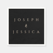 Romantic Black en Gold Calligraphy Floure Servet (Voorkant)