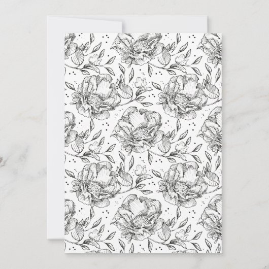 Romantic Black Floral Baby shower Invitation Kaart (Achterkant)