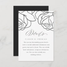 Romantic Black Floral Wedding Guest Detail