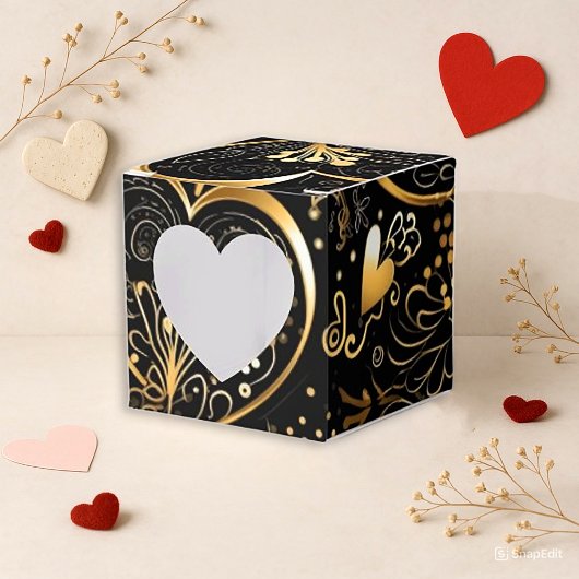 Romantic Black Gold Heart Valentine Bedankdoosjes