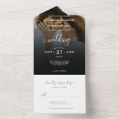 Romantic Black Gold Photo Wedding All In One Uitnodiging (Binnen)