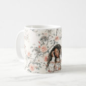 Romantic Black Lady Peach Roses Floral Koffiemok (Voorkant links)