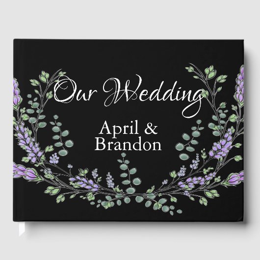 Romantic Black Lavender Eucalyptus waterverf Gastenboek (Voorkant)