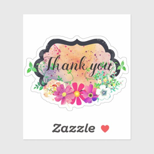 Romantic Black Lijst Floral Bouquet bedankt Sticker (Vel)