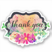 Romantic Black Lijst Floral Bouquet bedankt Sticker (Voorkant)