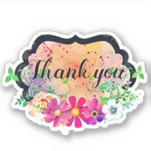 Romantic Black Lijst Floral Bouquet bedankt Sticker