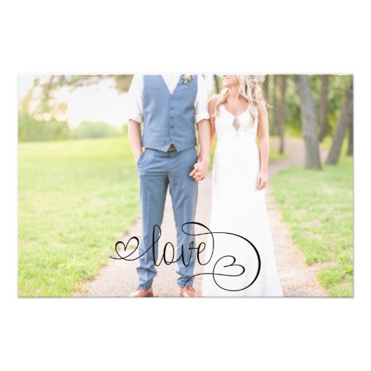Romantic Black Love Script Elegant Wedding Foto Afdruk (Voorkant)
