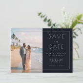 Romantic Black Minimalist Photo Save The Date (Staand voorkant)
