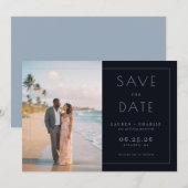 Romantic Black Minimalist Photo Save The Date (Voorkant / Achterkant)