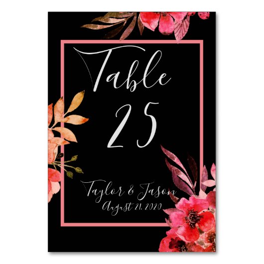 Romantic Black Oranje Floral Script Kaart (Achterkant)