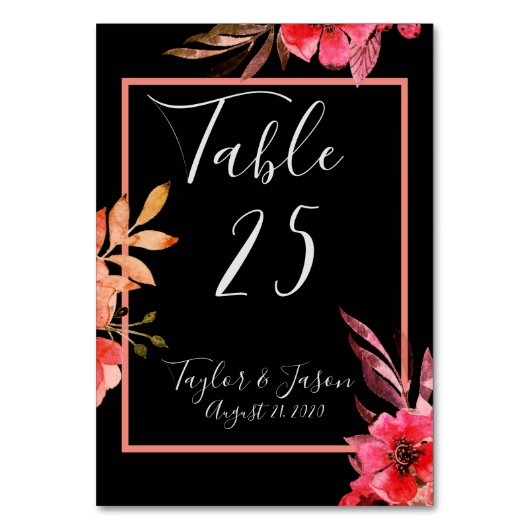 Romantic Black Oranje Floral Script Kaart (Voorkant)