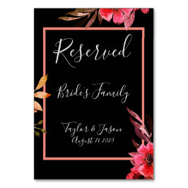 Romantic Black & Oranje Floral Script Weduwen Kaart