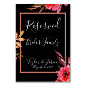 Romantic Black & Oranje Floral Script Weduwen Kaart (Achterkant)