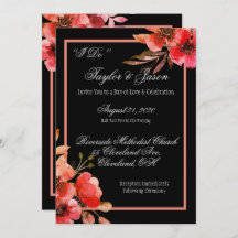 Romantic Black & Oranje Floral Script Weduwen
