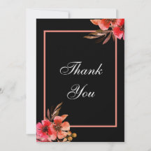 Romantic Black Oranje Peach Floral Script Weduwen