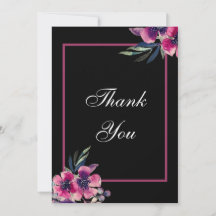 Romantic Black & Pink Floral Script Weduwen