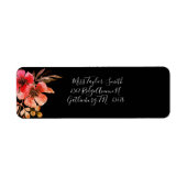Romantic Black & Pink Floral Script Weduwen Etiket (Voorkant)