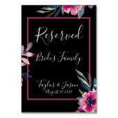 Romantic Black & Pink Floral Script Weduwen Kaart (Achterkant)