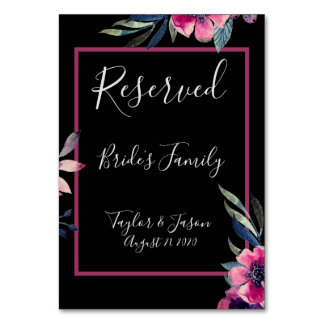 Romantic Black & Pink Floral Script Weduwen Kaart