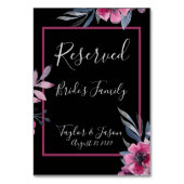 Romantic Black & Pink Floral Script Weduwen Kaart (Achterkant)