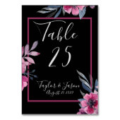 Romantic Black & Pink Floral Script Weduwen Kaart (Voorkant)