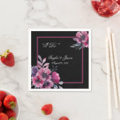 Romantic Black & Pink Floral Script Weduwen Servet (Insitu)