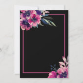 Romantic Black & Pink Floral Wedding Script Kaart (Achterkant)
