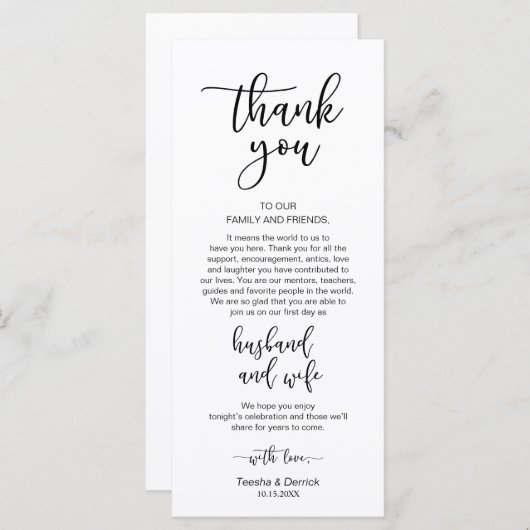 Romantic Black, Place Setting, Hartelijk kaart (Voorkant / Achterkant)