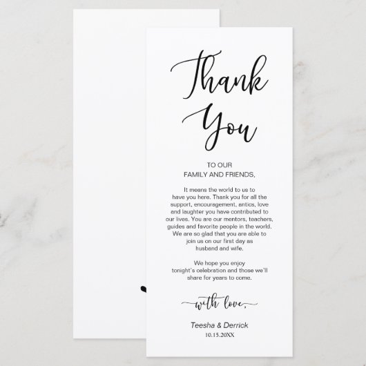 Romantic Black, Place Setting, Hartelijk kaart (Voorkant / Achterkant)