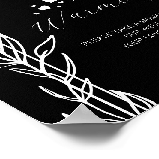 Romantic Black Rings Warming Wedding Sign Poster (Hoek)