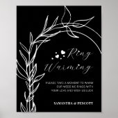 Romantic Black Rings Warming Wedding Sign Poster (Voorkant)