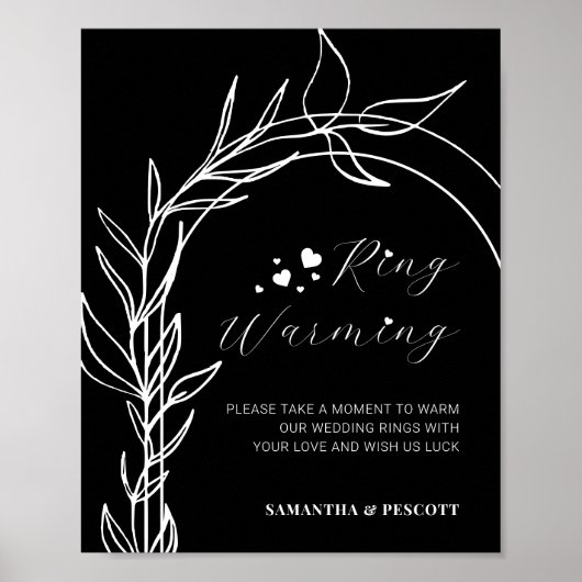 Romantic Black Rings Warming Wedding Sign Poster (Voorkant)