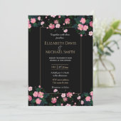 Romantic Black Roze Roses Floral Painting Kaart (Staand voorkant)