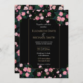 Romantic Black Roze Roses Floral Painting Kaart (Voorkant / Achterkant)